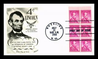 Us Cover President Abraham Lincoln 4c Booklet Pane Fdc Fleetwood Cachet