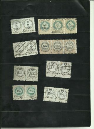 Hungary 16 Pairs And Strips Of 3 Of Revenue Fiscal Tax Stamps Lot 46