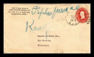 Dr Jim Stamps Us Estate Stove Company Railway Post Office Cover 1916 Rpo