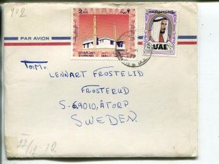 Sharjah And United Arab Emirates On Air Mail Cover To Sweden 1972