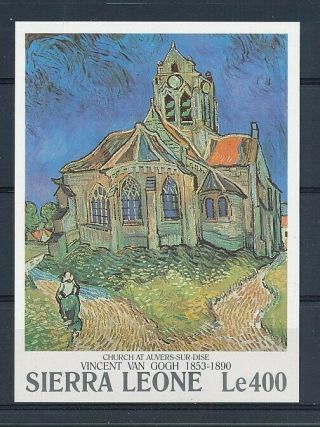 D279274 Paintings Art Van Gogh Church At Auvers Sue Dise S/s Mnh Sierra Leone