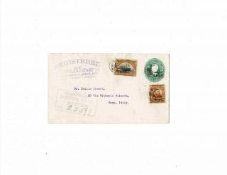 Us 1904 Registered Cover Boston To Rome,  Italy Postal Stationery U250? 299 303