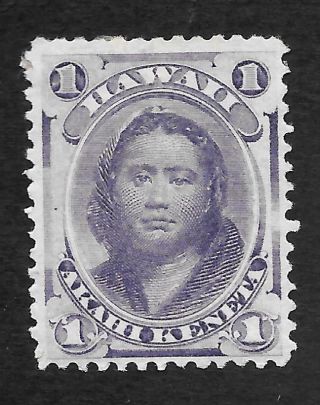 Hawaii 1864 - 86 Hinged,  Disturbed Gum Sc 29 1 - Cent Princess Kamamalu