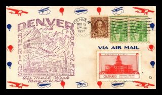 Dr Jim Stamps Us Denver Colorado Air Mail Week Cover State Capital Cinderella