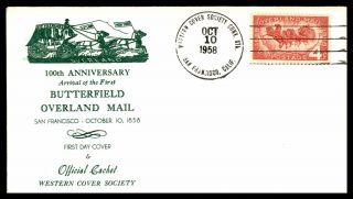 Mayfairstamps Us Fdc 1958 San Francisco 100th Anniversary Butterfield Overland M