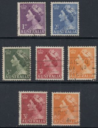 Australia 1953 - 1956 Complete Definitive Set Of 7 Sg 261 - 263a Good