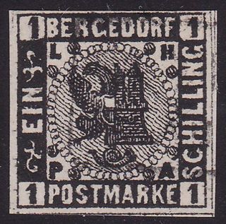 Bergedorf Germany An Old Forgery Of A Classic Stamp. . .  1016