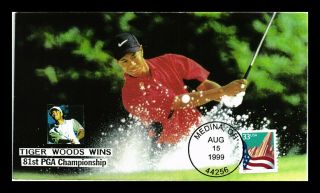 Dr Jim Stamps Us Pga Golf Championship Win Tiger Woods Sports Event Cover 1999