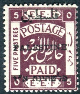 Palestine - 1921 5p Deep Purple.  A Lightly Mounted Example Sg 43