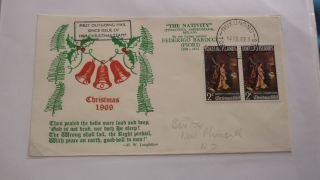 1969 Tokelau Stamp Issue Cover,  1st Outgoing Mail Service,  Christmas Stamp