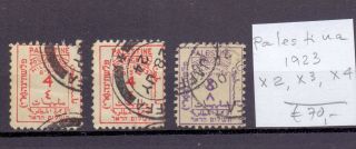 Palestine 1923.  Postage Due Stamp.  Yt X2,  X3,  X4.  €70.  00