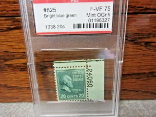 825 James A.  Garfield (20c) PSE Encapsulated: F - VF 75,  MintOGnh (1938) 2