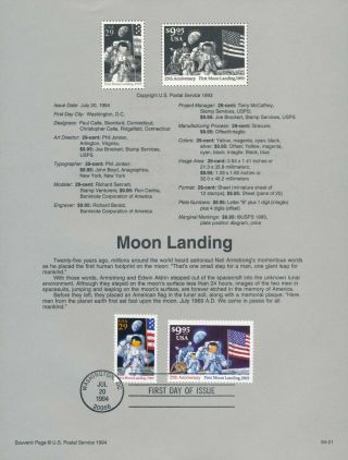 Us 2841 - 2842 29¢ $9.  95 Apollo 11 Moon Landing Sheet Fdi/fdc Souvenir Sheet 94 - 21