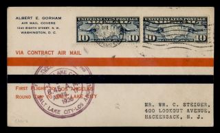 Dr Who 1926 Salt Lake City Ut First Flight Air Mail Pair C119550