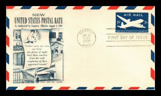 Us Cover Air Mail 7c Postal Stationery Rate Fdc Fleetwood Cachet