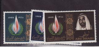 Abu Dhabi Mnh Stamps Mi 42 - 44 Human Rights 1968