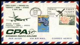 Mayfairstamps Canada Flight 1968 Toronto Cpa To Athens Greece Arrival Cover Wwb4