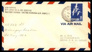 Mayfairstamps Canada Flight 1966 Winnipeg Non Stop Dc 8 To London England Cover