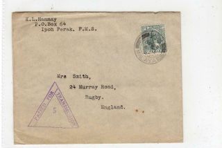 Malaya - Perak: 1940 Censored Cover To England (c44074)
