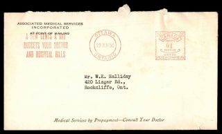 Mayfairstamps 1950 Canada Ottawa Metered Medical Services To Rockliffe On Cover