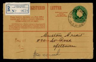 Dr Who 1966 Australia Carrathool Registered Letter Stationery C136040