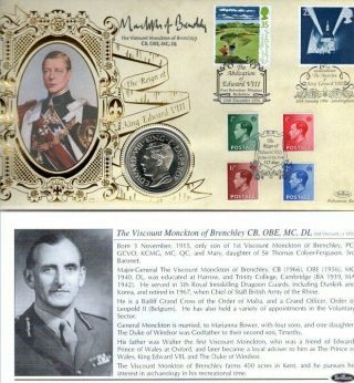 Benham Edward Viii Fdc 10 - 12 - 96,  Gb Crown Coin Sgnd Viscount Monckton F3