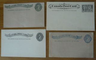 Canada 4 Qv Pre - Paid Postal Stationery Cards (2 Commercial)