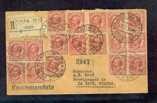 Italy 1930 Registered Cover To Holland / Mass Franking / 2 Scans