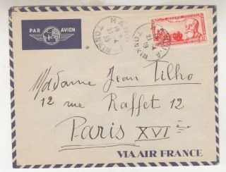 French Indo China,  1939 Airmail Cover,  Hanoi To France,  37c.