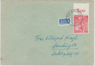 Germany 1952 (3.  9. ) Cover Aachen Franked Berlin Mi 90 (pre - Olympics)