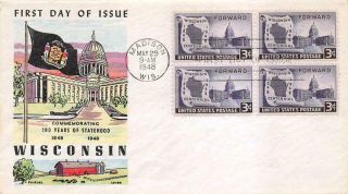 957 3c Wisconsin Statehood,  Fluegel Multicolor Cachet,  Unaddressed [e536630]