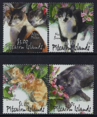 2002 Pitcairn Island Cats Set Of 4 Fine Mnh/muh