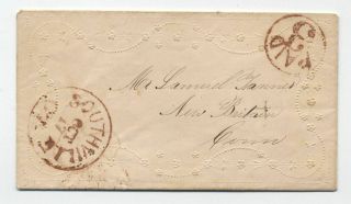 1850s Southville Ct Red Cds Stampless Ladies Cover [oz.  305]