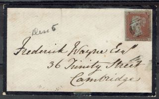 Great Britain 1854 Qv 1d Red Imperf On Mourning Cover