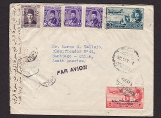 Egypt 1952 Censored Airmail Cover To Chile Alexandria Cancel