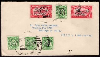 Philippines To Chile Air Mail Cover 1934 Manila - Santiago