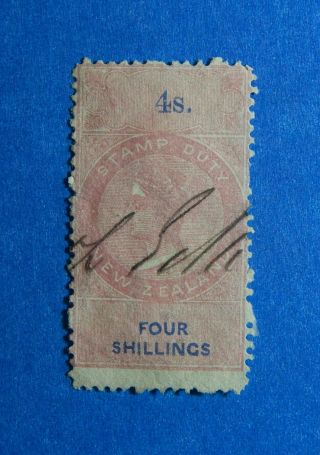 1867 4s Zealand Stamp Duty Revenue Bareft 100 Die I Perf 12.  5 Cs33163
