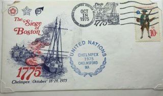 Us Postal Cover Siege Of Boston American Militia Stamp Oct 1975 Chelmpex