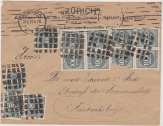 Germany Dr 1923 (29.  8. ) Inflat.  Cover Hamburg Mi 252 (20) Deliberated Correct Rate