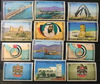 United Arab Emirates Uae 1973 First Issue Mnh Cv 100 Eur,  Mi 1/12