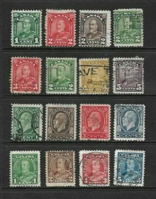 Kgv Canada Stamps X 16 1928 To 1935.