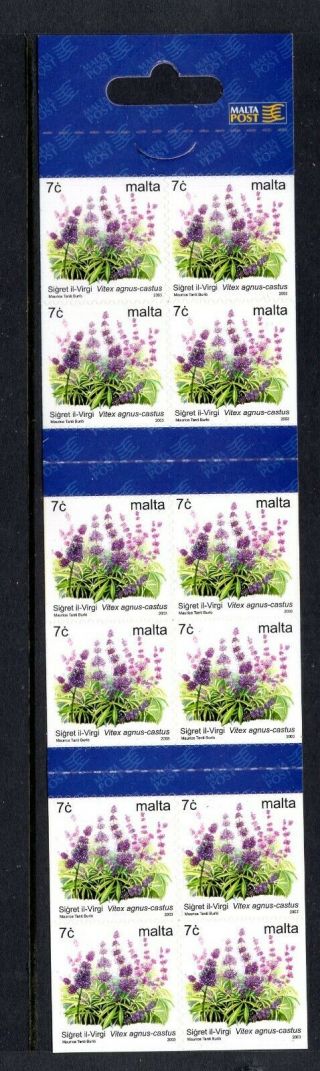 Malta Booklet Definitive Flowers 12 x 7c Stamp Stamp Booklet Unmounted 2