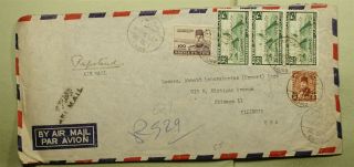Dr Who 1946 Egypt Cairo To Usa Strip Air Mail Registered C136314