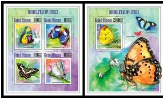 Guinea Bissau 2013 Fauna Butterflies Insects Klb,  S/s Mnh