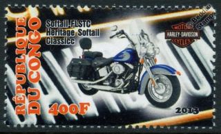Harley Davidson Flstc Softail Heritage Classic Motorbike Bike Motorcycle Stamp