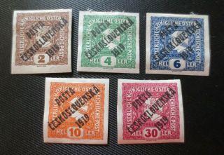 Czechoslovakia 1919 Overprinted Imperforate Semi - Postal Stamps Mh Sc B27 - 31