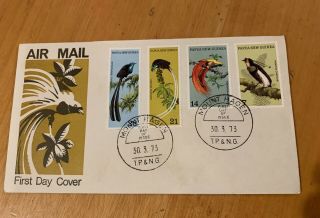 Papua Guinea 1973 Birds Of Paradise Stamps X 4 On Envelope