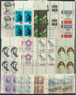 U.  S.  Stamps - Plate Blocks - Mnh - Face Value: $23.  16 - Lot A - 244 (5)