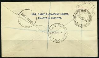 Sarawak 1949 UPU set on Registered Airmail FDC to Victoria,  Australia 2