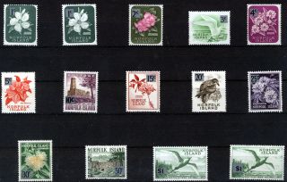 Norfolk Island 1966 Definitives Sg60a/71a Mnh